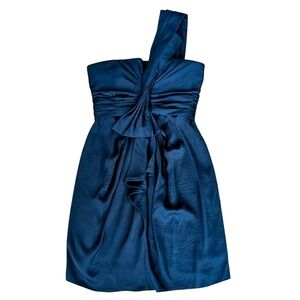 BCBG Max Azaria Palais One Shoulder Cocktail Dress 4P Ruched Glam Party Evening